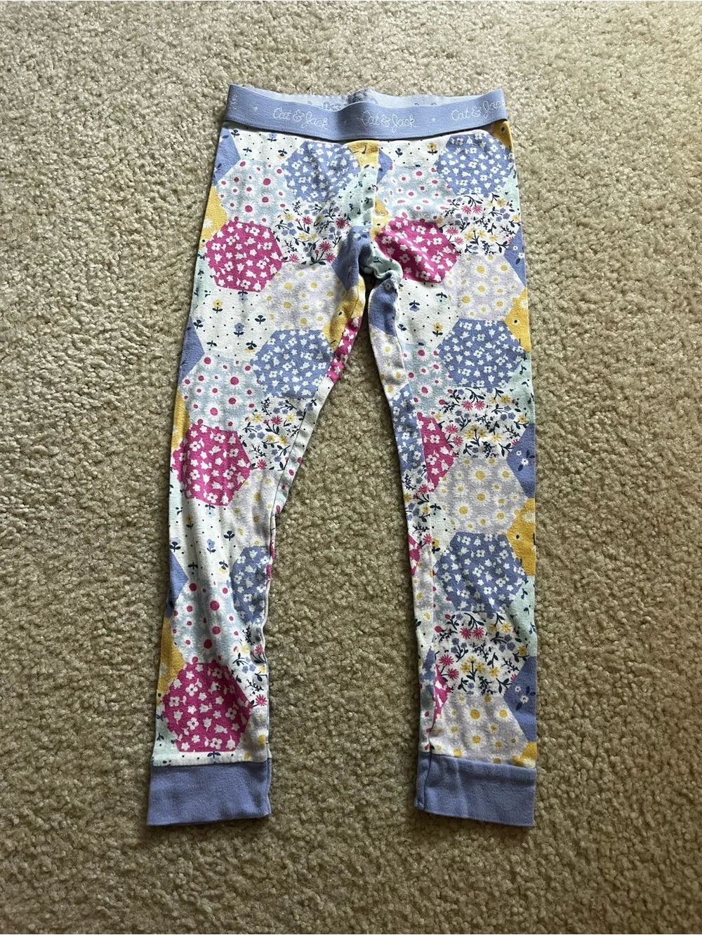 Girls Floral Patchwork Pajama Set - Lavender, Yellow, Pink